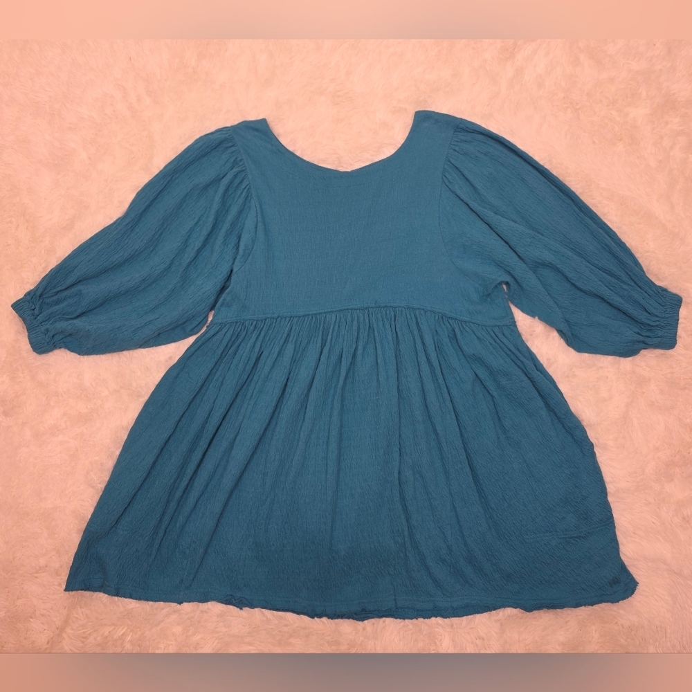 Free People Beach-Teal Blue Babydoll Dress. Size M